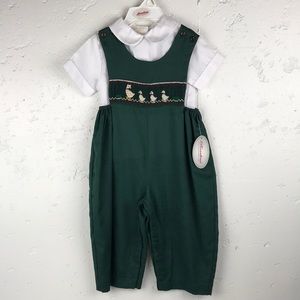 NWT ROSALINA COLLECTIONS Mummy Duck Green Smocked Kicker Set